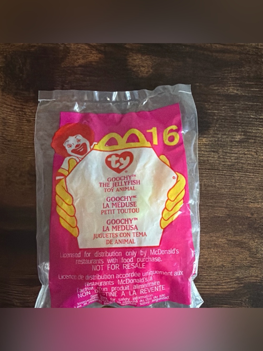 Ty Pink Goochy The Jellyfish McDonald's Plush Packaging